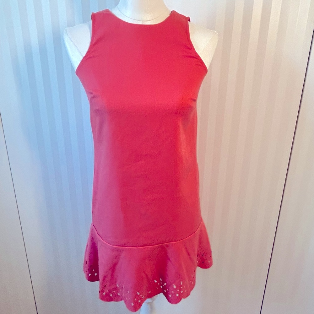 Ann Taylor LOFT petite pink peach sleeveless dress cutouts hem Size 00